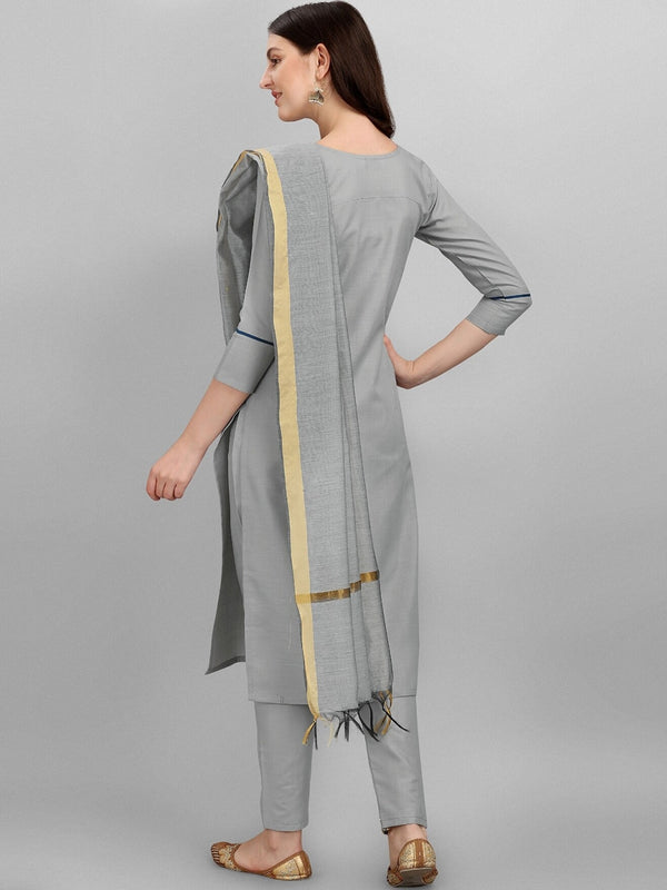 Kalini Women Floral Embroidered Regular Pure Cotton Kurta With Trousers & Dupatta - Distacart