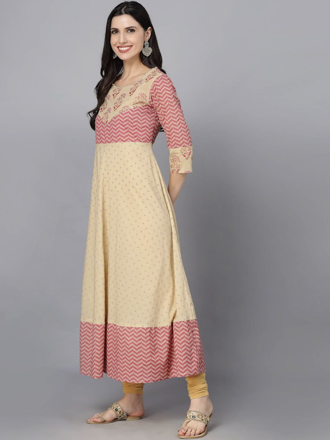 HERE&NOW Women Ethnic Motifs Printed Anarkali Kurta - Distacart