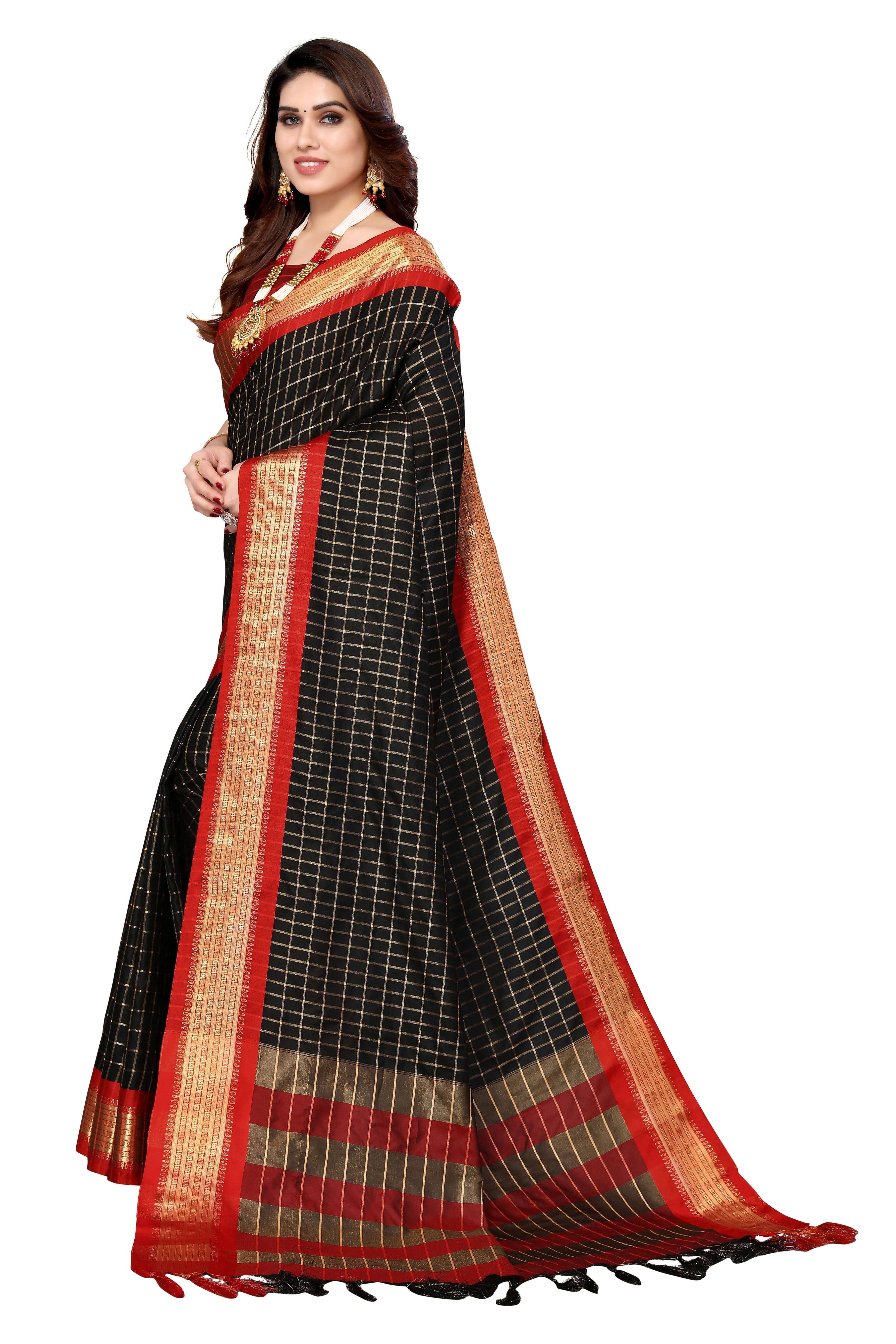 Vamika Weaving Black Cotton Silk Saree - Distacart
