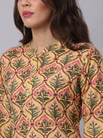 Thumbnail for Kalini Women Yellow & Green Ethnic Motifs Printed Pure Cotton Kurta with Skirt - Distacart
