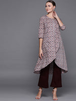 Thumbnail for Biba Women Pink & Blue Printed A-Line Layered Kurta - Distacart