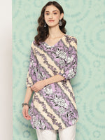 Thumbnail for Sangria Floral Printed Curved Hem Kurta - Distacart