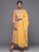 Thumbnail for Biba Women Floral Print Anarkali Kurta with Churidar & Dupatta - Distacart