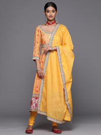 Thumbnail for Biba Women Floral Print Anarkali Kurta with Churidar & Dupatta - Distacart
