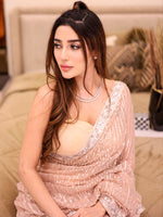 Thumbnail for Sangria Beige Sequinned Embellished Saree - Distacart