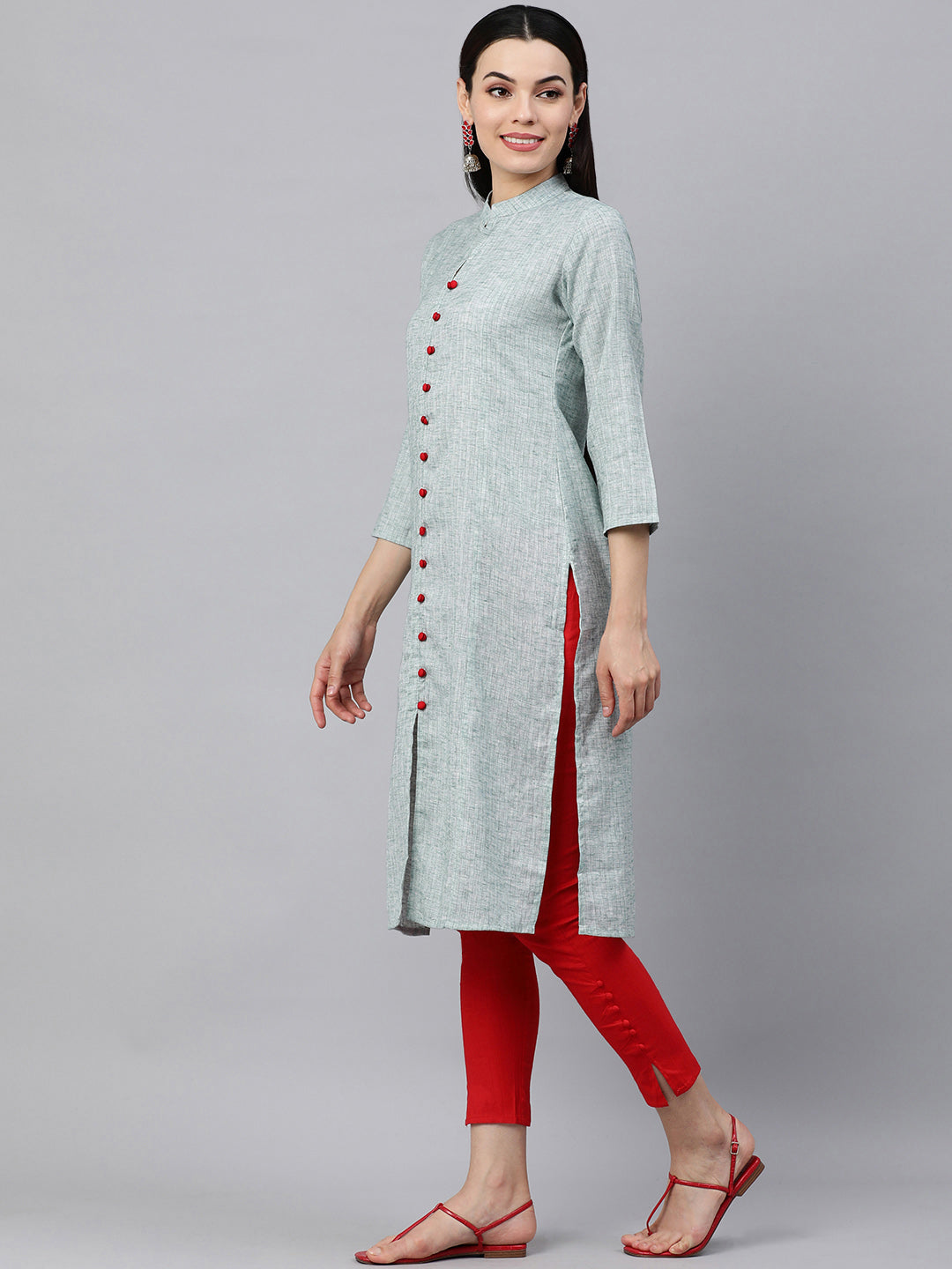 Kalini Women Blue Pure Cotton Self Striped Kurta - Distacart