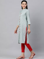 Thumbnail for Kalini Women Blue Pure Cotton Self Striped Kurta - Distacart