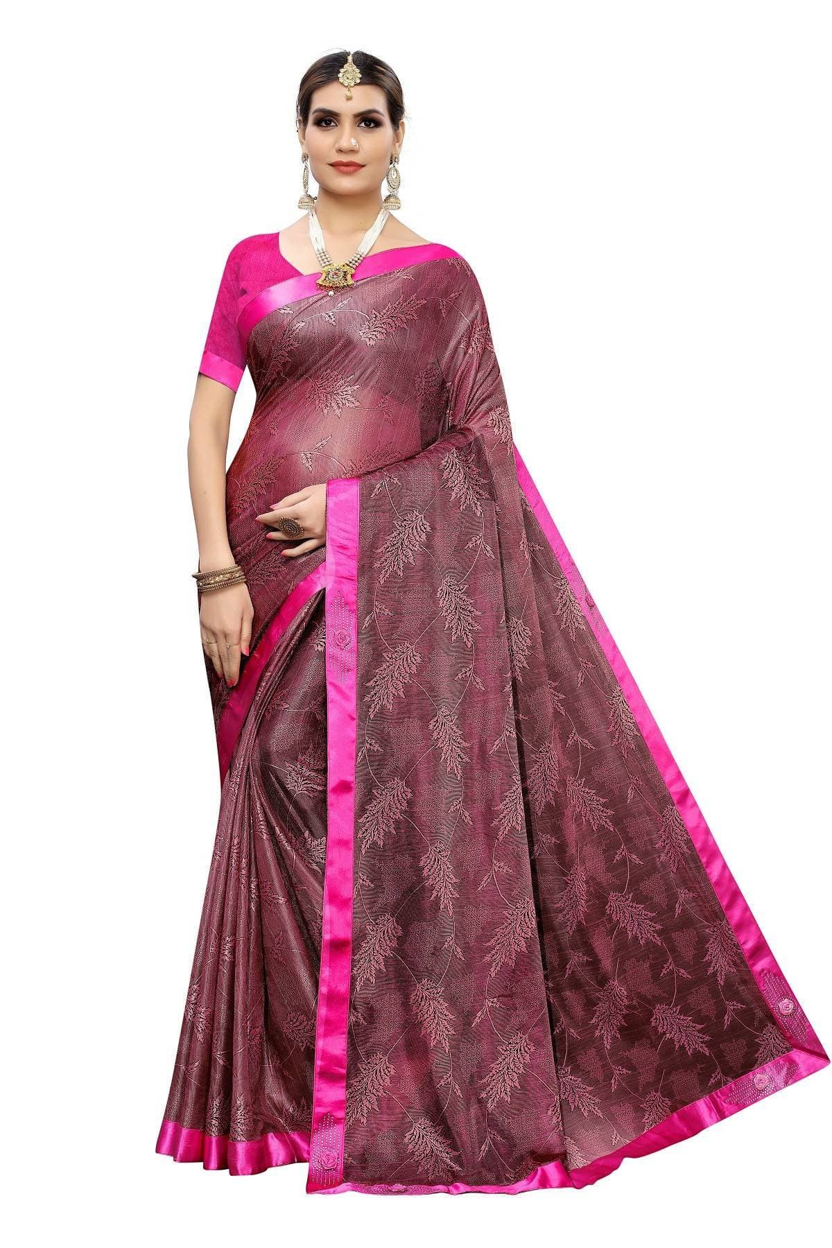Vamika Purple Lycra Embroidery Saree