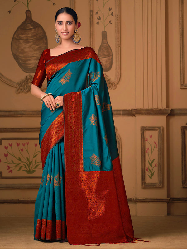 Sangria Ethnic Motifs Woven Design Zari Saree - Distacart