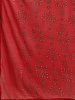 Thumbnail for Saree Mall Red Pure Chiffon Tribal Print Bandhani Saree - Distacart