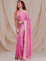 Thumbnail for Koskii Striped Embroidered Saree - Distacart