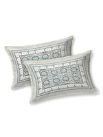Thumbnail for BELLA CASA Ethnic Grey & White Ethnic Pure Cotton 180 TC King Bedsheet & 2 Pillow Covers - Distacart