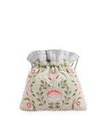 Thumbnail for Masq Green & Pink Embellished Embroidered Potli Clutch - Distacart