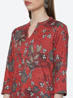 Thumbnail for Biba Women Maroon Floral Printed Kurta with Trousers - Distacart