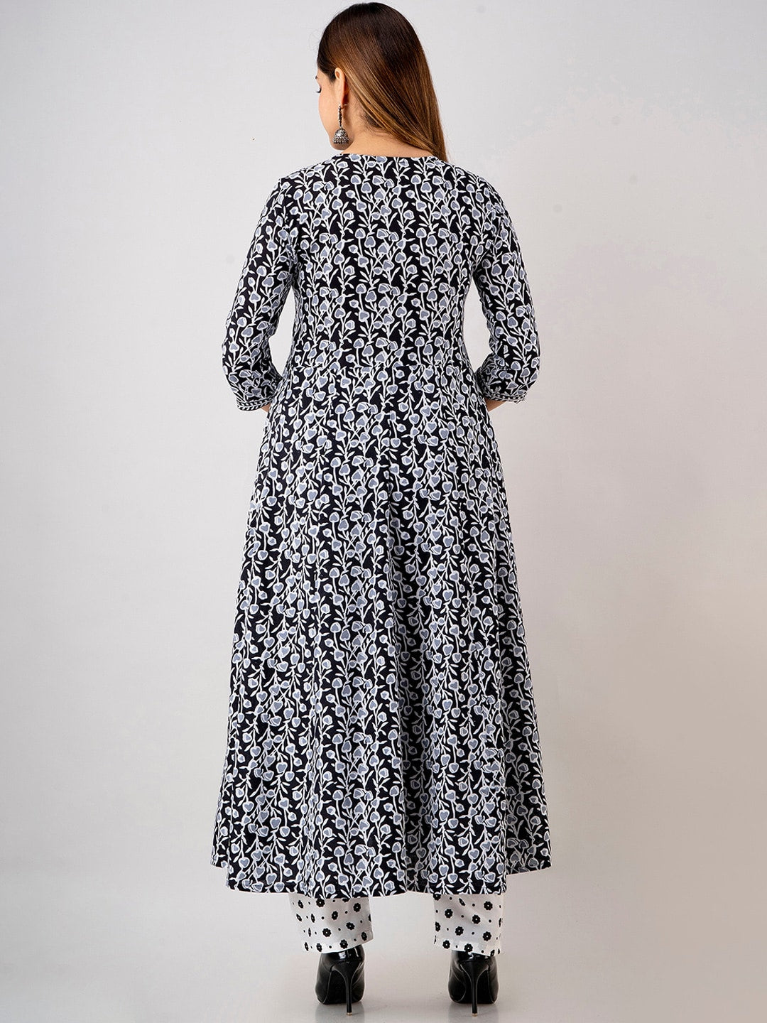Kalini Women Floral Printed Angrakha Pure Cotton Kurta with Trousers & With Dupatta - Distacart