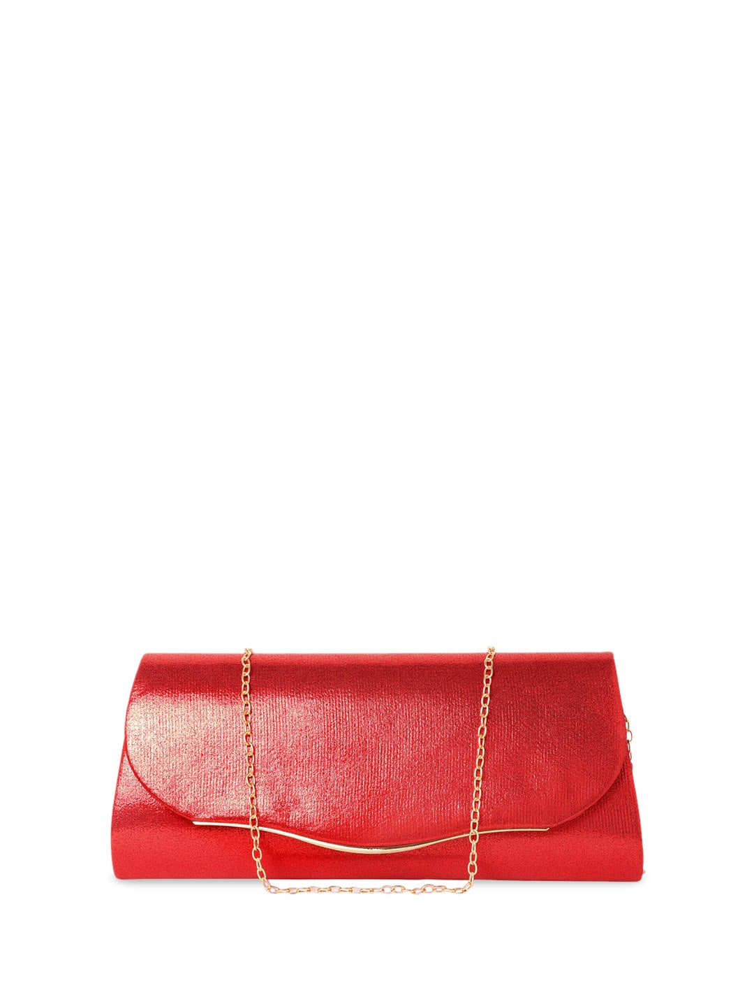 Rubans Textured Glossy Foldover Clutch With Shoulder Strap - Distacart