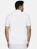 Thumbnail for Ramraj Cotton Linen Mens Half Sleeve White Shirt Plus Size - Cotton Linen - Distacart