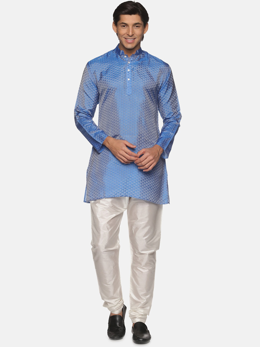 Sethukrishna Men Blue Printed Kurta with Pyjamas - Distacart