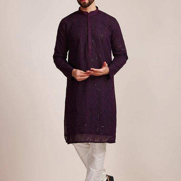Manyavar Men Ethnic Motifs Embroidered Sequinned Kurta With Churidar - Distacart