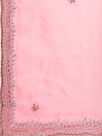 Thumbnail for Anouk Pink Sequinned Organza Saree With Embroidered Border - Distacart