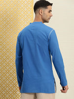 Thumbnail for House of Pataudi Men Pure Cotton Solid Chikankari Jashn Short Kurta - Distacart
