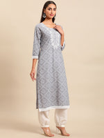 Thumbnail for Sangria Women Bandhani Printed Thread Work Pure Cotton Kurta With Salwar & Dupatta - Distacart