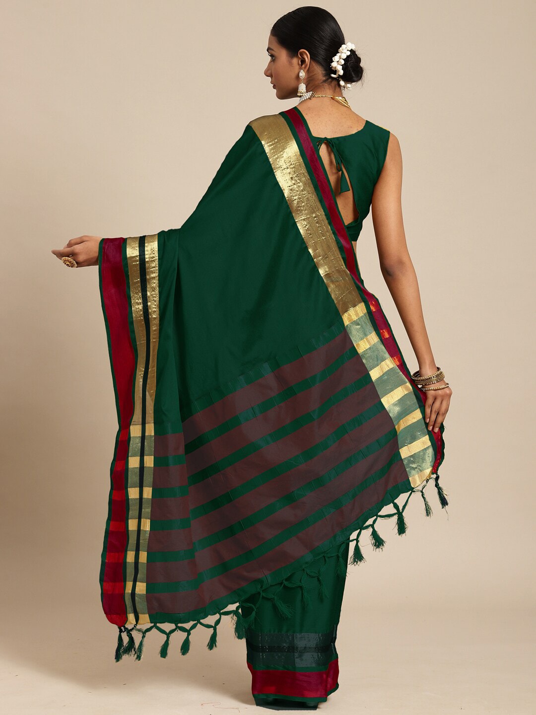 Saree Mall Green & Maroon Zari Silk Blend Uppada Sarees - Distacart