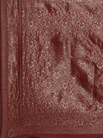 Thumbnail for Saree Mall Maroon Floral Linen Blend Banarasi Saree - Distacart