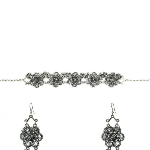 Mominos Fashion Johar Kamal Silver-Plated Brass Finish Floral Desgin Choker For Women - Distacart