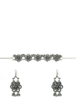 Thumbnail for Mominos Fashion Johar Kamal Silver-Plated Brass Finish Floral Desgin Choker For Women - Distacart