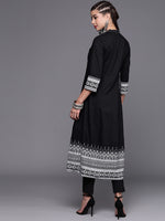 Thumbnail for Biba Women Black & White Pure Cotton Solid Kurta With Printed Border - Distacart