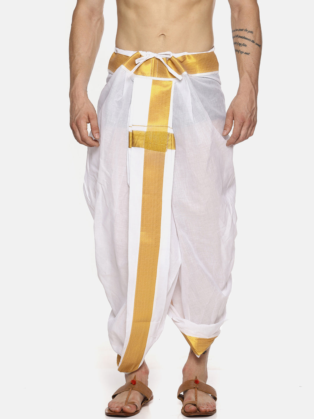 Sethukrishna Men White Solid Readymade Dhoti Pants - Distacart