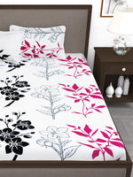 Thumbnail for Story@home White & Pink Floral King Bedsheet with 2 Pillow Covers - Distacart