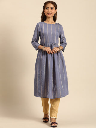 Sangria Women Jacquard Chanderi Silk Anarkali Kurta - Distacart