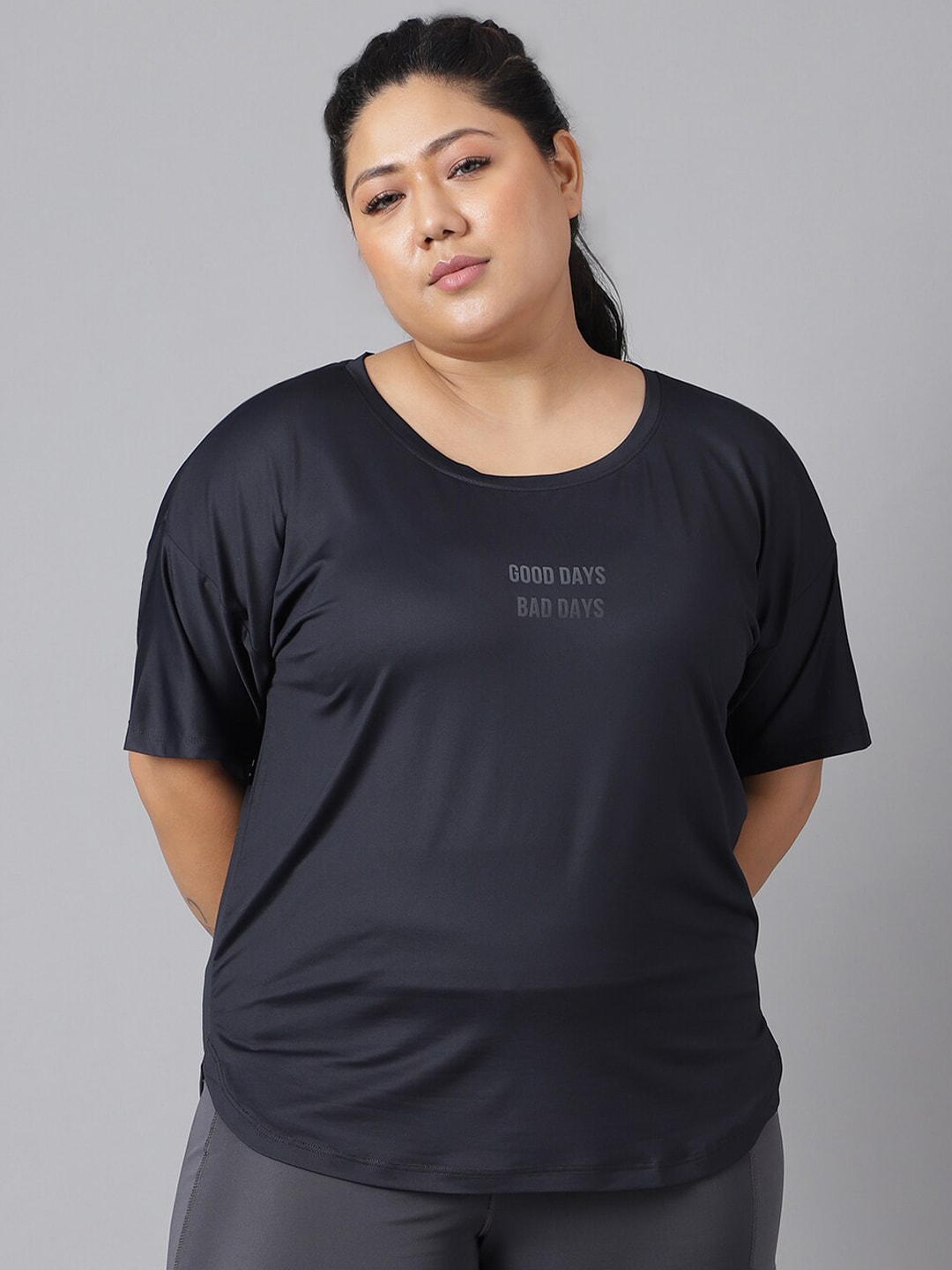 MKH Plus Size Typography Printed Dri-FIT Sports T-Shirt - Distacart