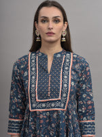 Thumbnail for Kalini Women Blue Ethnic Motifs Printed Pure Cotton Kurta with Trousers & Dupatta - Distacart