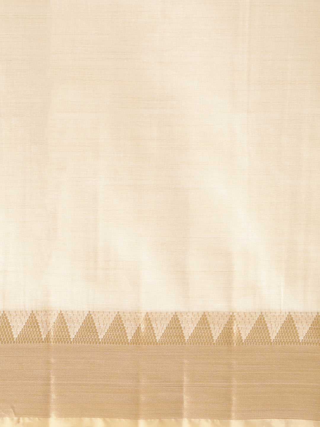 Kalini Cream-Coloured & Golden Striped Zari Silk Cotton Solid Saree - Distacart