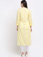 Thumbnail for Kalini Women Lime Green Striped Pastels Kurta - Distacart
