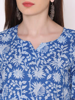 Thumbnail for Kalini Kalini Women Blue Floral Printed Pure Cotton Kurta with Trousers - Distacart