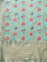 Thumbnail for Mitera Floral Organza Banarasi Zari Saree With Blouse Piece - Distacart