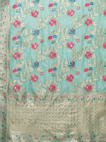 Thumbnail for Mitera Floral Organza Banarasi Zari Saree With Blouse Piece - Distacart