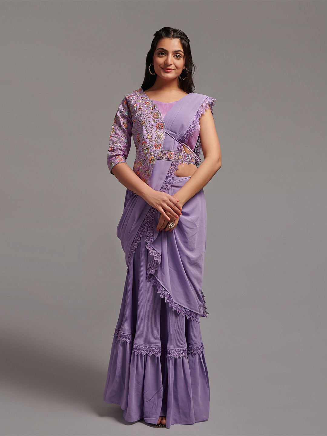 Kalini Embellished Pure Georgette Ready to Wear Saree - Distacart