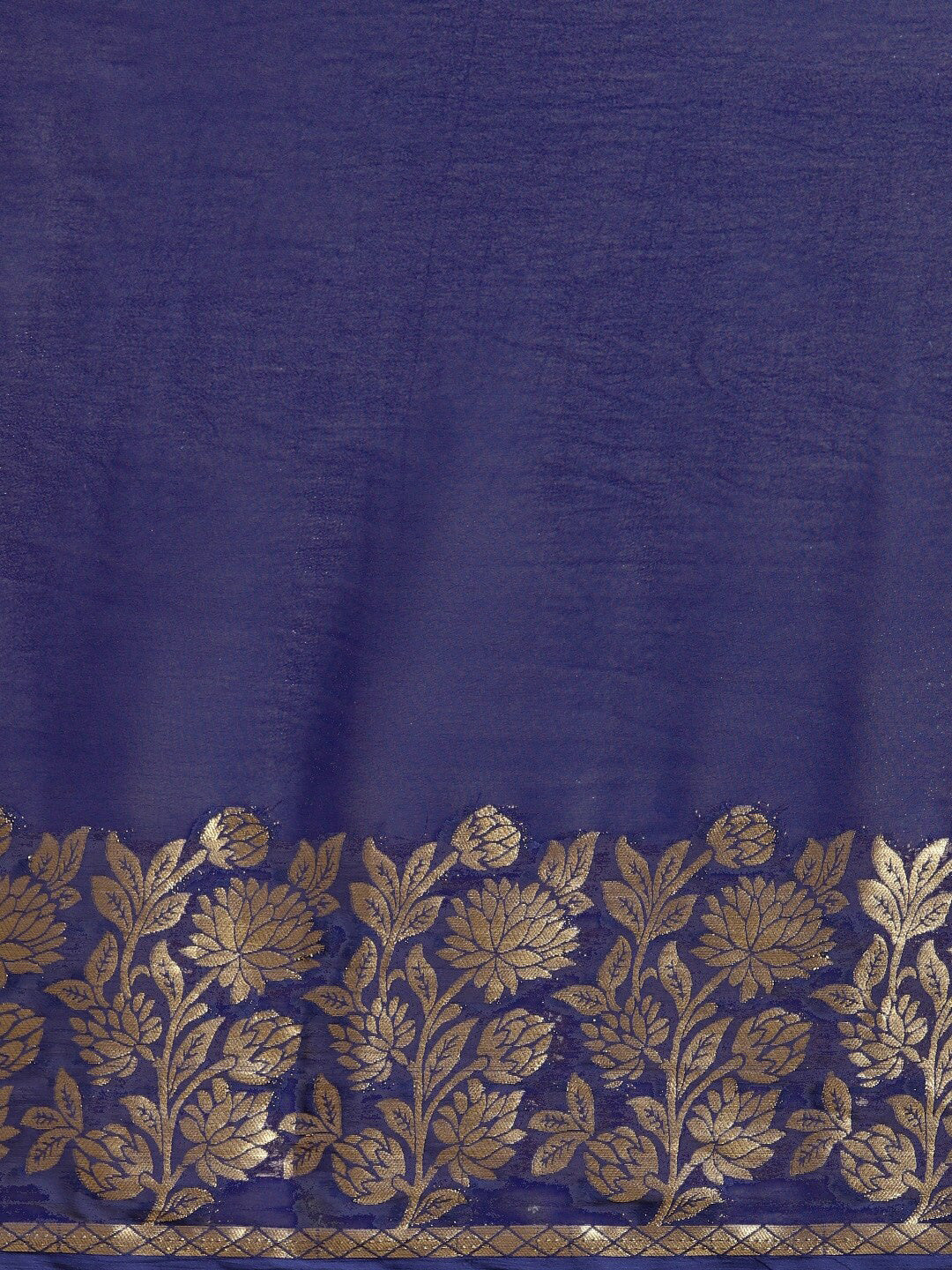 Kalini Navy Blue & Gold-Toned Zari Saree - Distacart