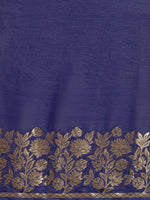Thumbnail for Kalini Navy Blue & Gold-Toned Zari Saree - Distacart