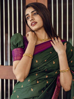 Thumbnail for Kalini Ethnic Motifs Woven Design Zari Silk Blend Banarasi Saree - Distacart