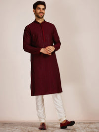 Thumbnail for Manyavar Men Striped Sequinned Kurta with Pyjamas - Distacart