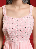 Thumbnail for Kalini Women Pink Floral Embroidered Pleated Mirror Work Kurta with Sharara & With Dupatta - Distacart