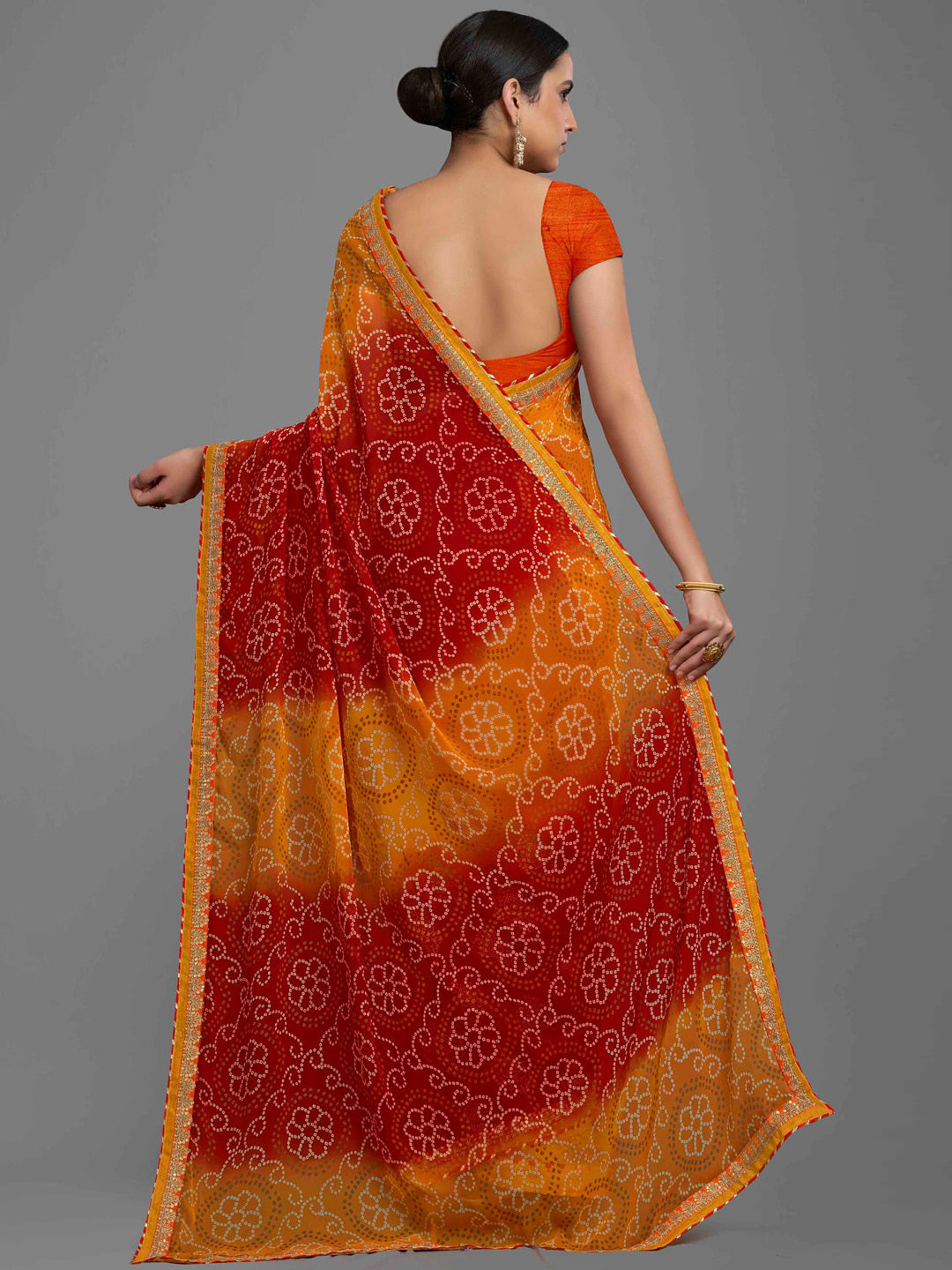 Kalini Printed Embroidered Bandhani Saree - Distacart