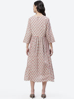 Thumbnail for Biba Women Cream-Coloured Ethnic Motifs Printed Flared Sleeves Anarkali Kurta - Distacart
