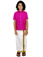 Thumbnail for Sethukrishna Boys Pink Shirt With Dhoti - Distacart